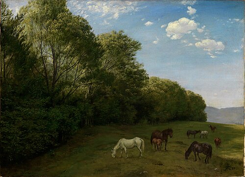 Landschaft mit weidenden Pferden, 1882, Hans Thoma