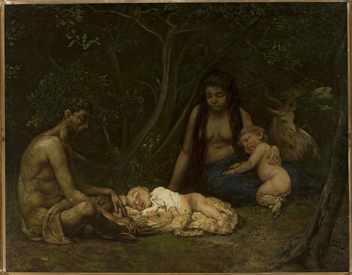 Satyr's family (bringing up of Zeus), 1886, Hans Thoma
