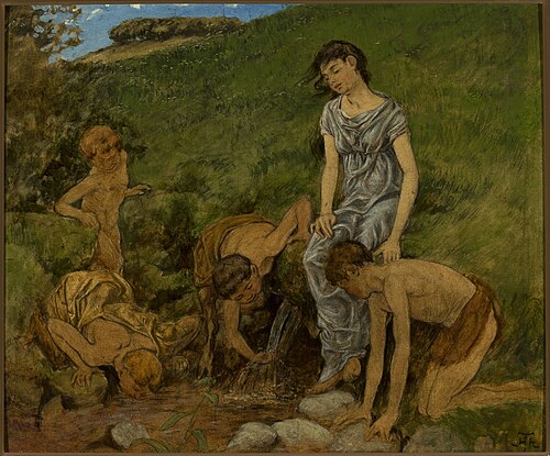 At the spring well, , Hans Thoma