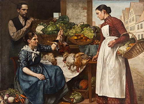 Market scene, 1889, Hans Thoma