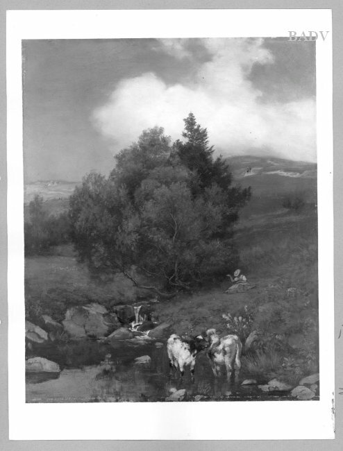Hügellandschaft mit Kühen und Wasser, 1889, Hans Thoma