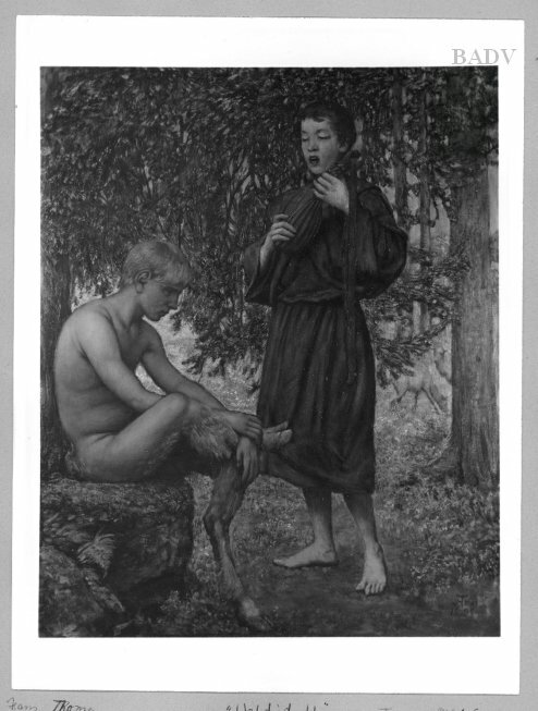 Young faun and singing boy, 1895, Hans Thoma