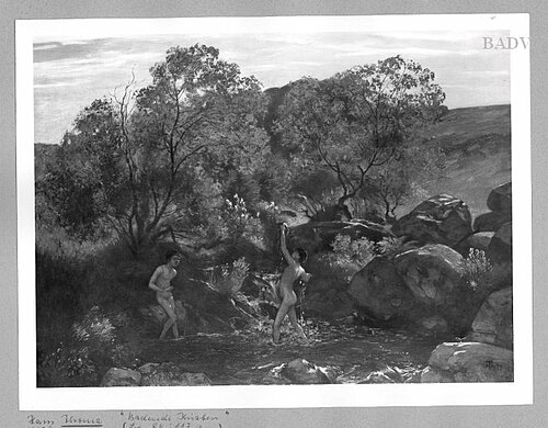 Bachlandschaft mit badenden Knaben, 1879, Hans Thoma