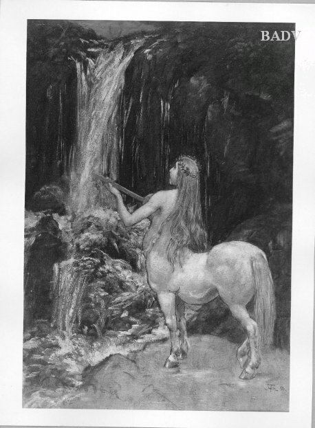 Female centaur near a cascade, 1886, Hans Thoma