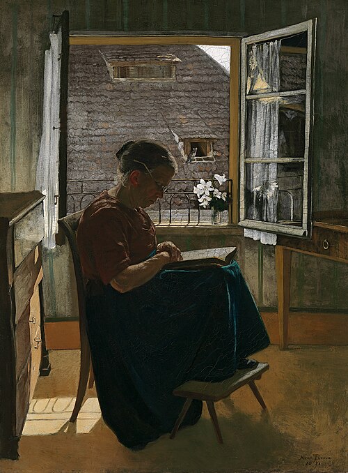 Artist's Mother in a Little Room, 1870, Hans Thoma