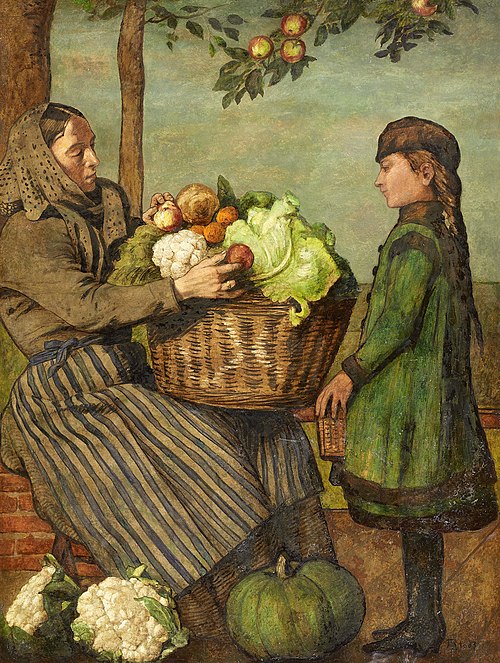 Grandmother and Granddaughter with a Vegetable Basket, 1883, Hans Thoma