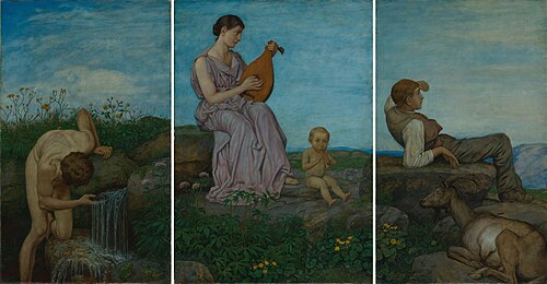 Triptych: the Source, 1910, Hans Thoma