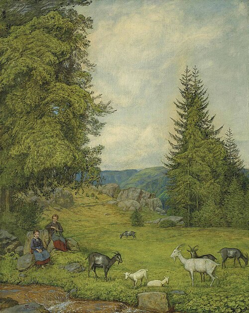 Children with goat herd, 1916, Hans Thoma