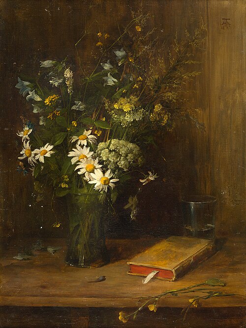 Still-life with field flowers in a glass vase, 1883, Hans Thoma