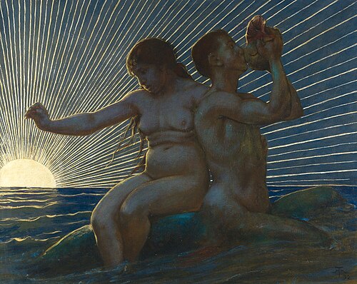 Triton and Nereide, 1892, Hans Thoma