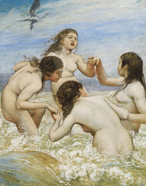 Dance in the waves, 1888, Hans Thoma