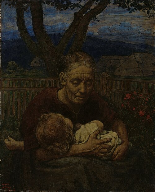 Mother and Child in a Garden, 1906, Hans Thoma