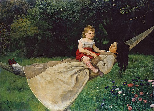 In the Hammock, 1876, Hans Thoma