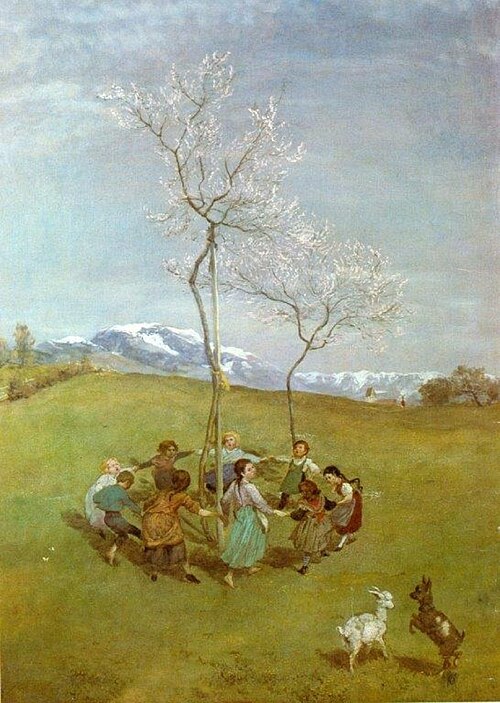 Spring in the mountains, Children dancing in a ring, 1874, Hans Thoma
