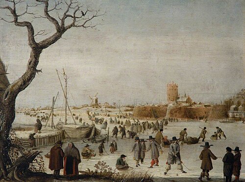 Winter Landscape with Skaters on a River, 1625, Barend Avercamp