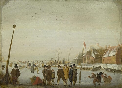 Winter landscape with people playing 'kolf', 1650, Barend Avercamp