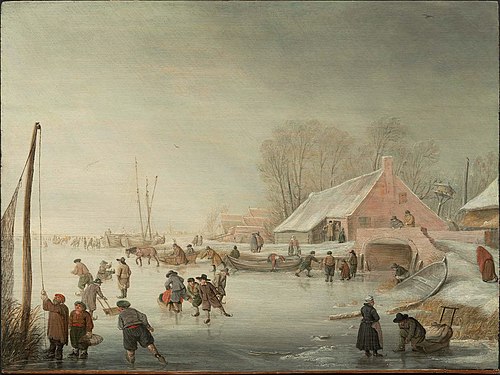 Skating on a Frozen River, 1650, Barend Avercamp