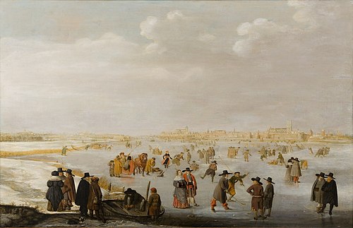Skating on the Ice near Kampen, , Barend Avercamp
