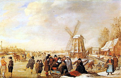 Winter Landscape with Skaters and Sledges, 1640, Barend Avercamp