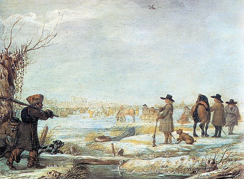 The Frozen river IJssel out of Kampen, 1640, Barend Avercamp