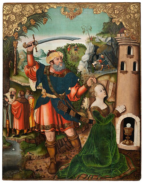 Altarpiece of St Barbara in the Cistercian Monastery in Osek [central panel]: Beheading of St Barbar, , Master IW