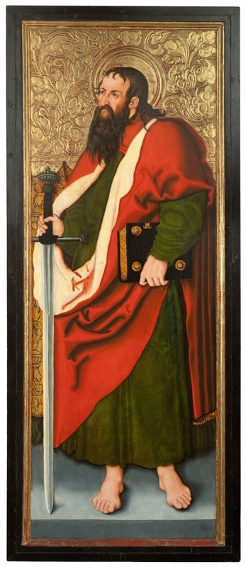 Altarpiece of St Barbara in the Cistercian Monastery in Osek [right wing]: St Paul [recto], St Sebas, , Master IW