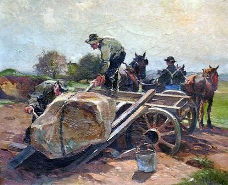 Loading the boalder, Rijswijk, 1910, Mathias Joseph Alten