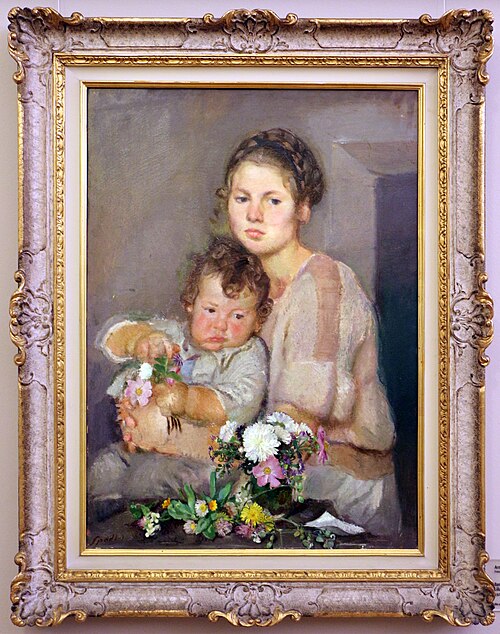 bambini e fiori (anna e lillo coi fiori), 1922, Armando Spadini