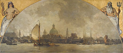 Gezicht op het IJ voor Amsterdam, 1913, Hobbe Smith