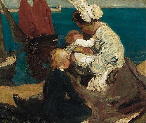 Mother and Child by the Seaside, , Max Bohm