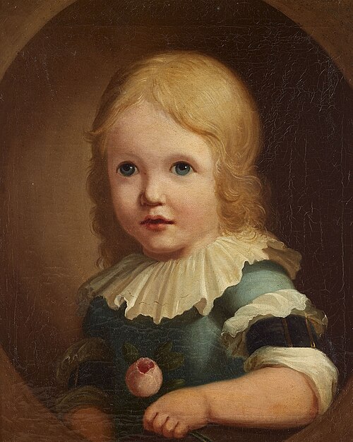 Kinderbildnis Carl Caesar Leonhard mit Rose, 1799, Friedrich Bury