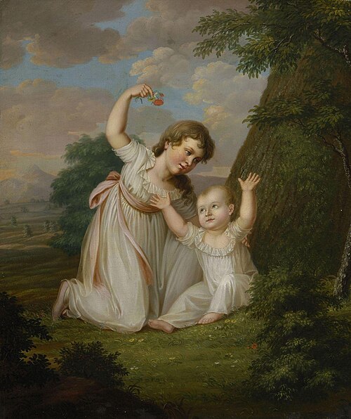 Double portrait of sisters Sophie and Emma Charlotte Constanze von Wylich-Lottum, 1850, Friedrich Bury