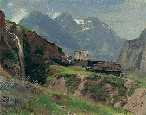 Bei Netstal. Blick auf den Glärnisch, 1873, Johann Gottfried Steffan