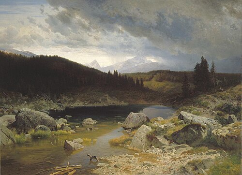 Bergsee in Graubünden bei heranziehendem Gewitter, 1886, Johann Gottfried Steffan