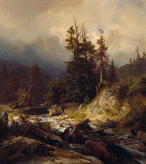 Ein Waldbach in den Alpen, 1851, Johann Gottfried Steffan
