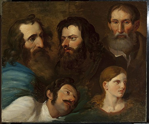 Study of five heads, , Franz Ferdinand Lampi