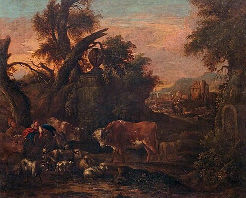 Landscape with a Red Bull, 1750, Michiel Carree