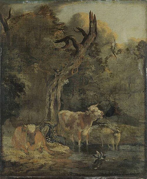 Vieh an der Tränke, 1692, Michiel Carree