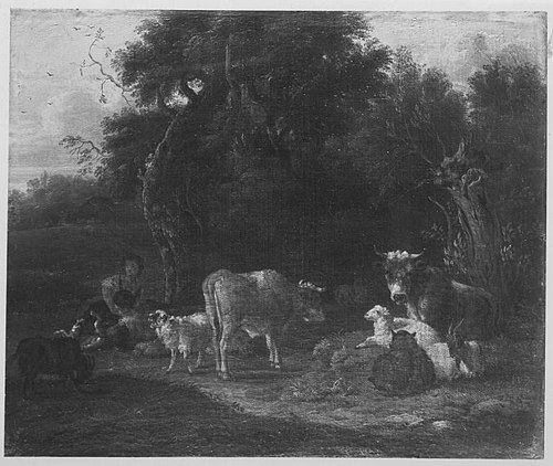 Ruhende Herde mit Hirten, 1692, Michiel Carree