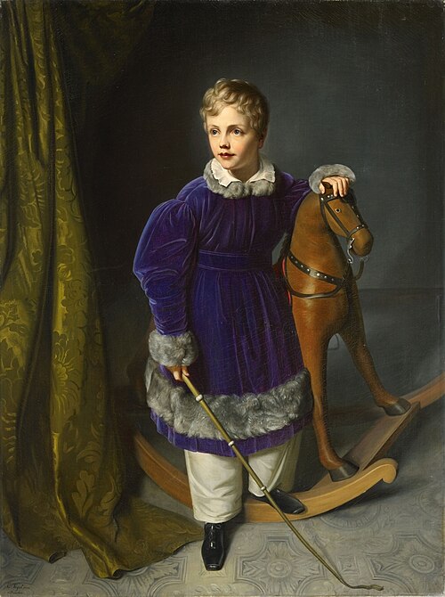 Prinz Albert von Sachsen mit Schaukelpferd, 1833, Carl Christian Vogel von Vogelstein