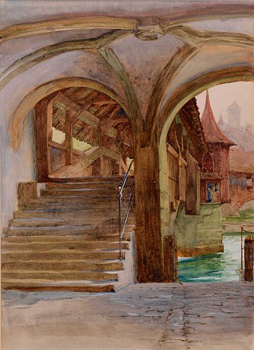 Chapel Bridge at Lake Lucerne, , Frank Bernard Dicksee