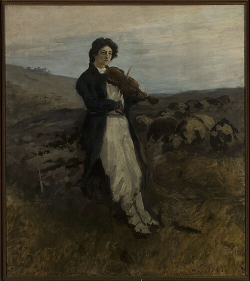 Modrzejewska as a fiddler, 1875, Stanisław Witkiewicz
