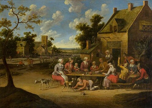 A Peasant Feast outside of an Inn, , Cornelis Droochsloot