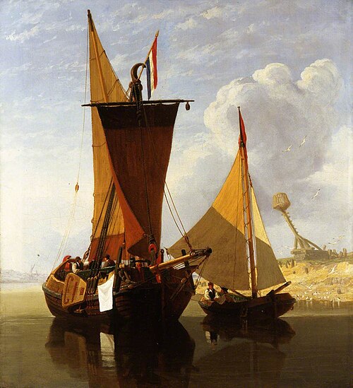 Boats on the Medway, a Calm, 1845, Miles Edmund Cotman