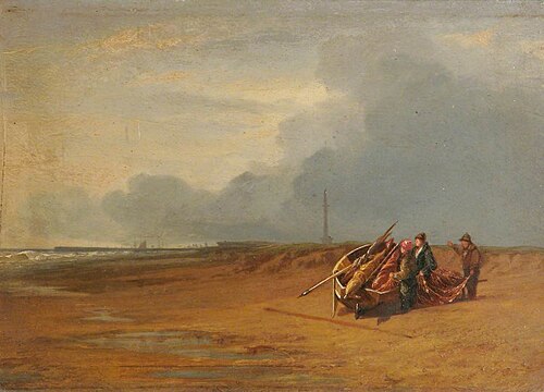 Yarmouth Beach with the Nelson Monument in Distance, Norfolk, , Miles Edmund Cotman
