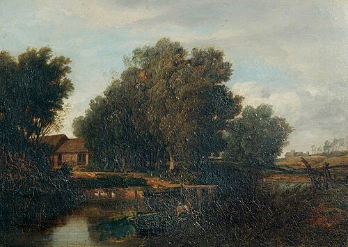Farm Buildings and a Pond, , Miles Edmund Cotman