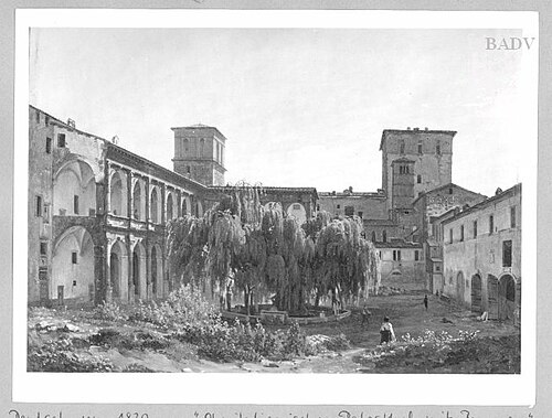 Italian courtyard and church, , Thomas Ender