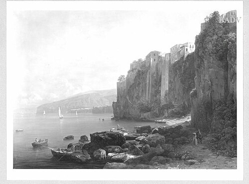 Rocky coast in Italy, 1818, Thomas Ender
