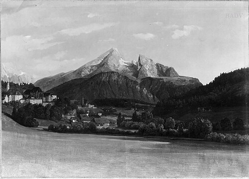 Berchtesgaden mit Watzmann, 1818, Thomas Ender