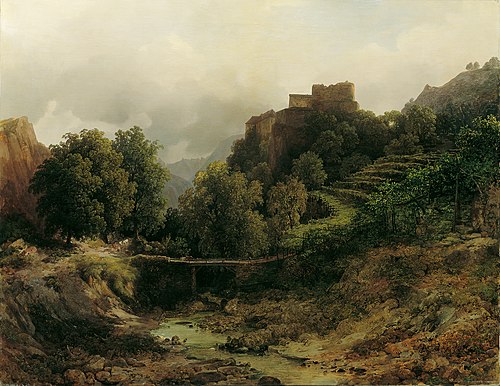 Schloss Tirol bei Meran, 1843, Thomas Ender